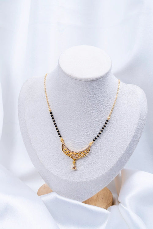 Crescent Moon Diamond Mangalsutra close up - Nyara