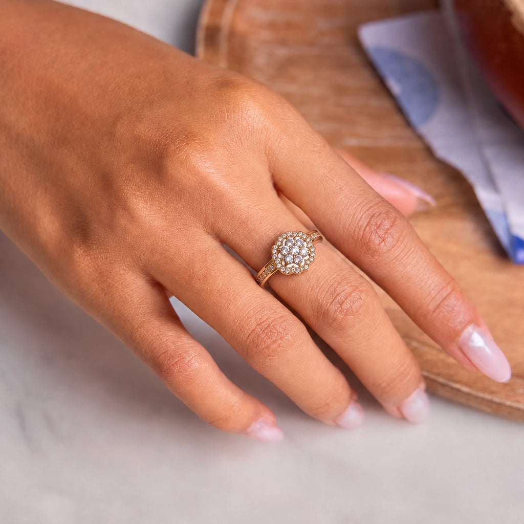 Flower Cluster Pave Imitation Ring