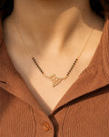 Diamond Lattice Net Mangalsutra worn by model - Nyara