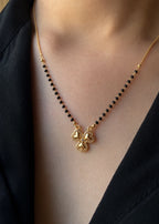 Four Heart Clover Diamond Mangalsutra worn by model - Nyara
