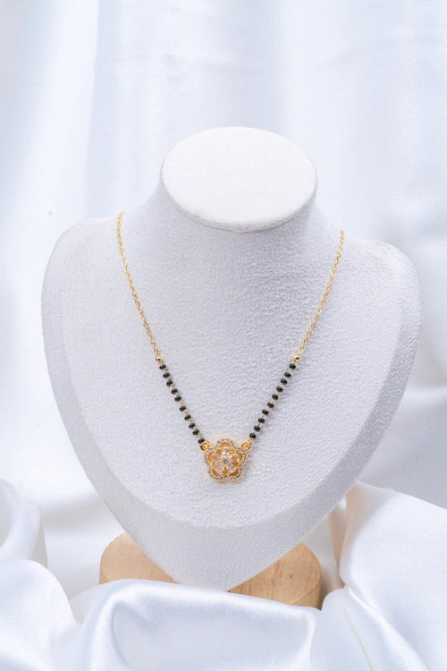 Diamond Flower Mangalsutra | Gold Plated | Designer Daily Wear | Anti Tarnish