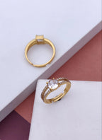 Crystal Crown Solitaire Ring