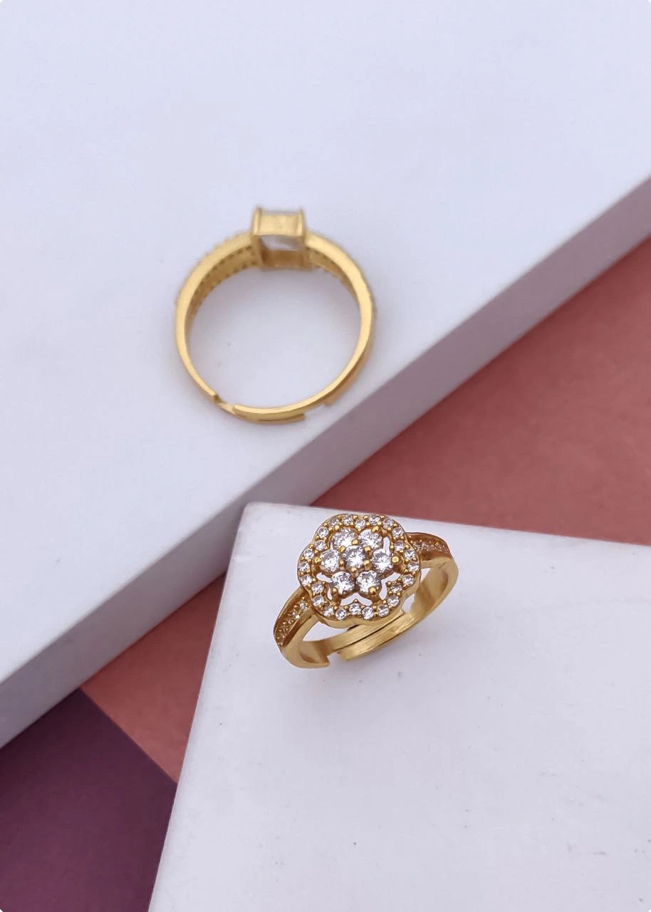 Flower Cluster Pave Imitation Ring