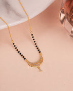 Crescent Moon Diamond Mangalsutra on jewellery stand - Nyara