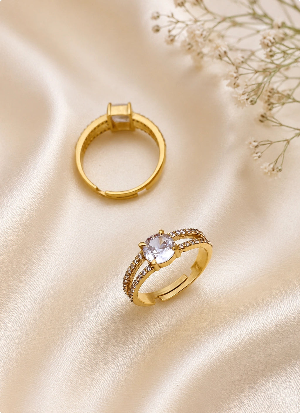 Crystal Crown Solitaire Ring