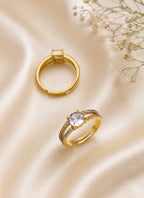 Crystal Crown Solitaire Ring