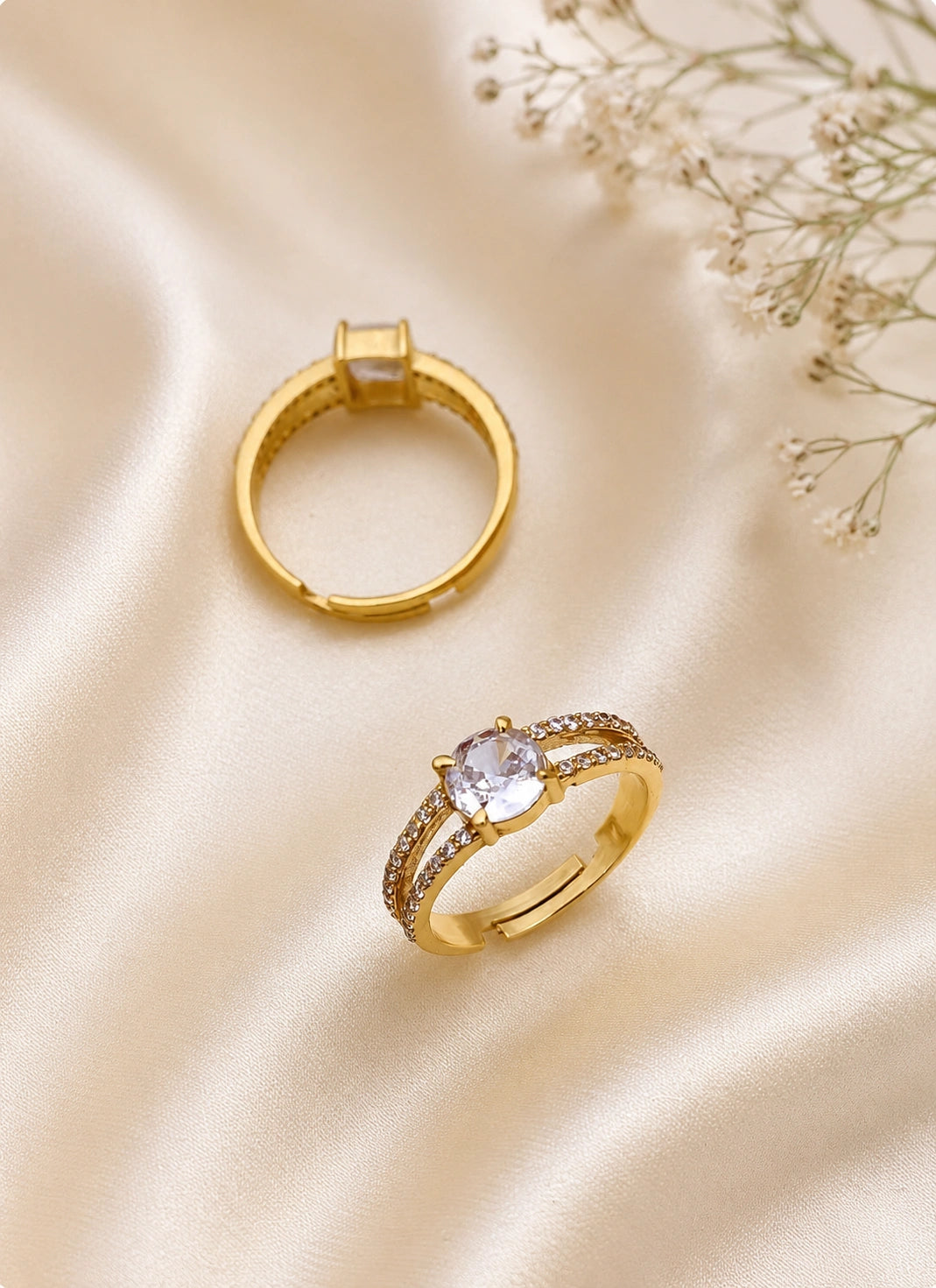 Crystal Crown Solitaire Ring