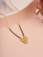 Four Heart Clover Diamond Mangalsutra on jewellery stand - Nyara